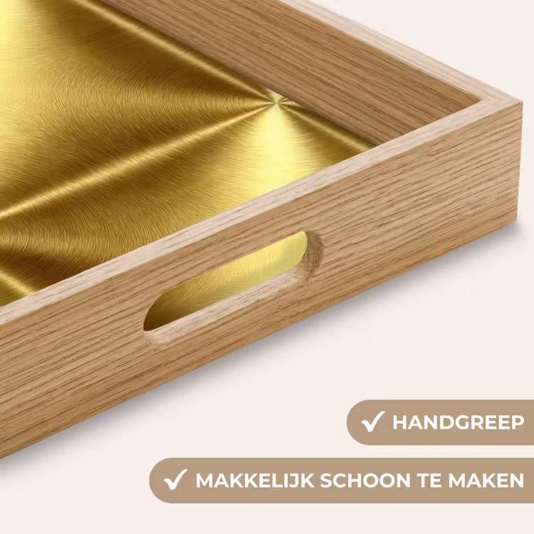 Textuur - Geborsteld Goud - Industrieel - Metallic Dienblad Rechthoek middel 911 -USP_HandgreepNL