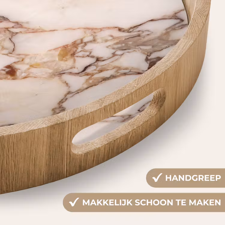 Textuur - Gesteente - Aderen - Abstract - Wit Dienblad Rond middel -USP_HandgreepNL