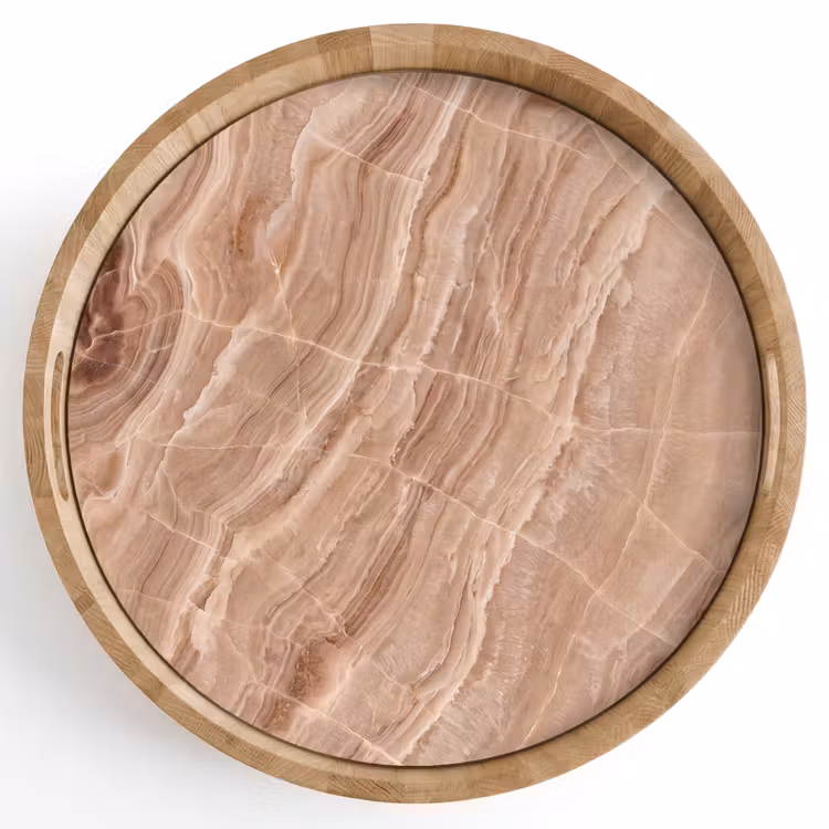 Textuur - Golvend - Abstract - Warm - Bruin Dienblad Rond middel -z3d_shopping
