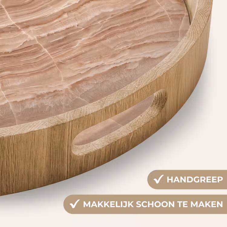 Textuur - Golvend - Abstract - Warm - Bruin Dienblad Rond middel -USP_HandgreepNL