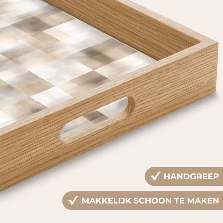 Textuur - Linnen - Beige Dienblad Rechthoek middel 911 -USP_HandgreepNL