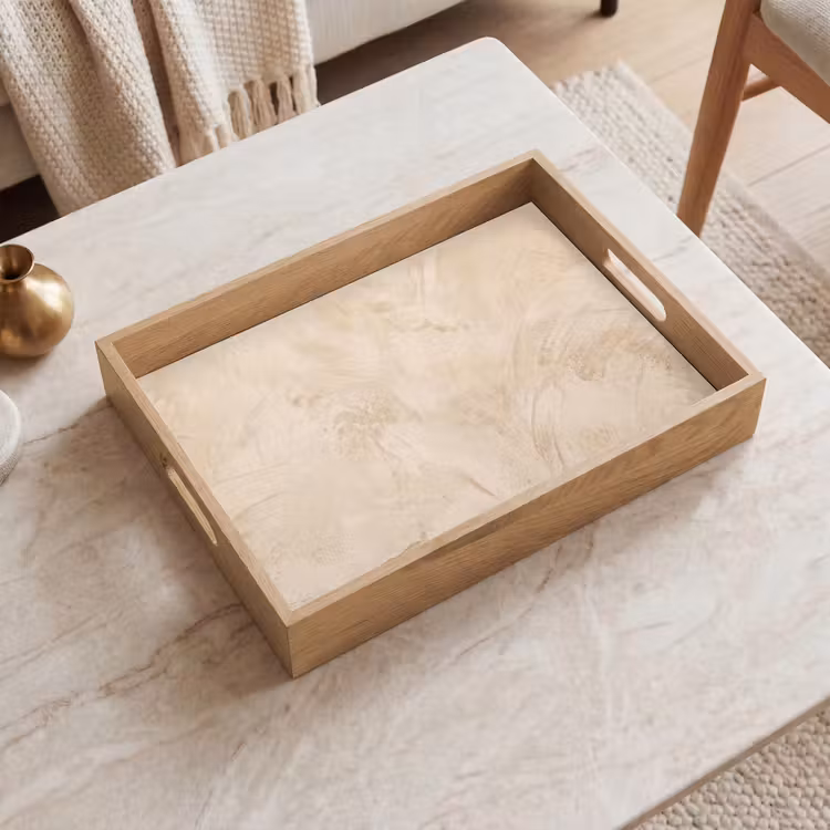 Textuur - Patroon - Abstract - Modern - Beige Dienblad Rechthoek middel -sfeer1