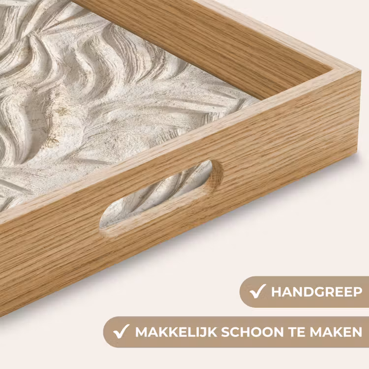 Textuur - Reliëf - Beige Dienblad Rechthoek middel 911 -USP_HandgreepNL