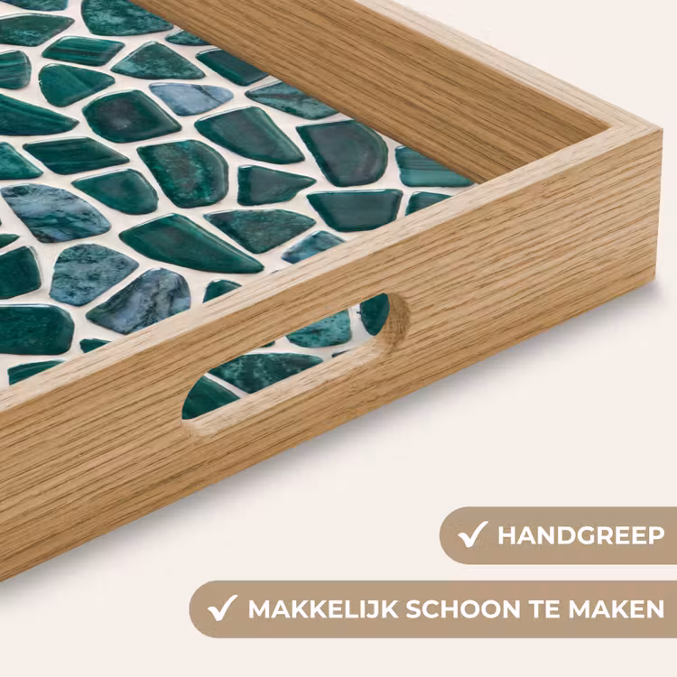 Textuur - Steen - Groen - Abstract - Patroon Dienblad Rechthoek middel -USP_HandgreepNL