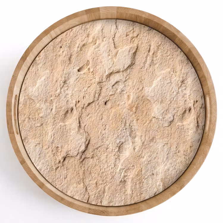 Textuur - Steen - Natuur - Beige Dienblad Rond middel -z3d_shopping