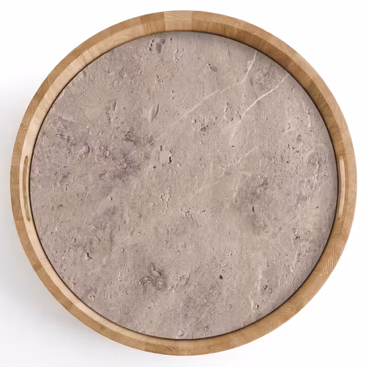 Textuur - Steen - Patroon - Rustiek - Beige Dienblad Rond middel -z3d_shopping