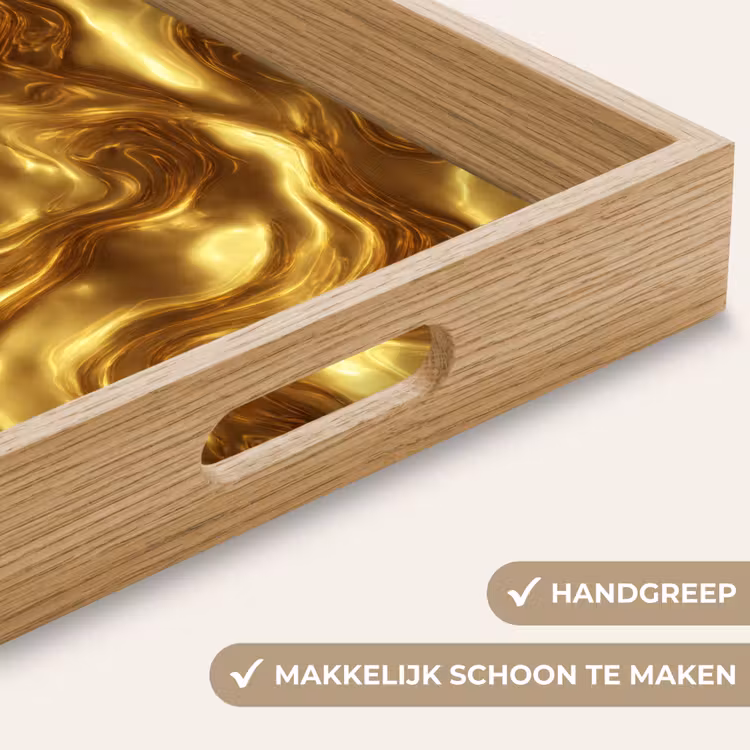 Textuur - Vloeibaar - Organisch - Goud Dienblad Rechthoek middel 911 -USP_HandgreepNL