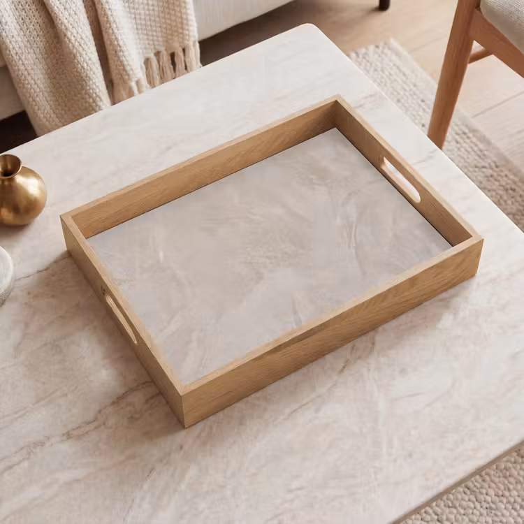 Textuur - Wand - Modern - Beige - Abstract Dienblad Rechthoek middel -sfeer1