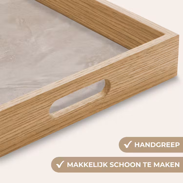 Textuur - Wand - Modern - Beige - Abstract Dienblad Rechthoek middel -USP_HandgreepNL