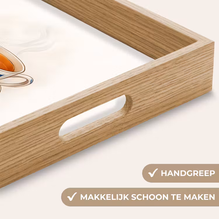 Theekop - Bladeren - Blauw Dienblad Rechthoek middel -USP_HandgreepNL
