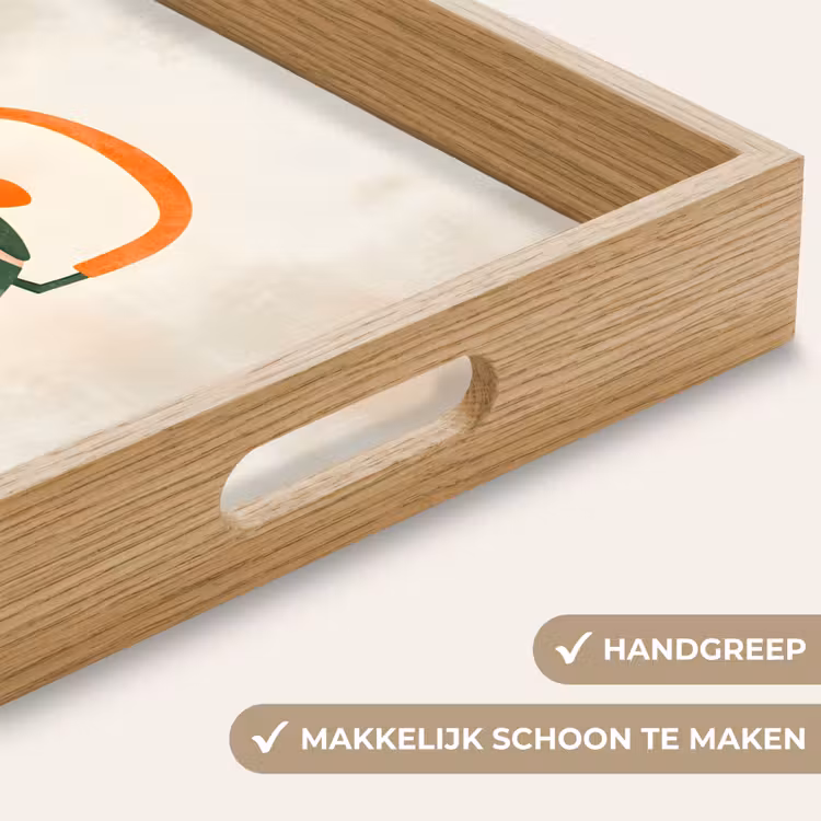 Theepot - Groen - Bloemen - Oranje Dienblad Rechthoek middel -USP_HandgreepNL