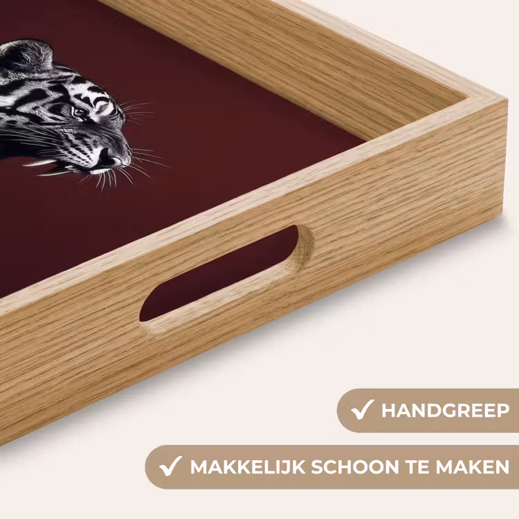 Tijger - Brult - Bordeaux Dienblad Rechthoek middel -USP_HandgreepNL