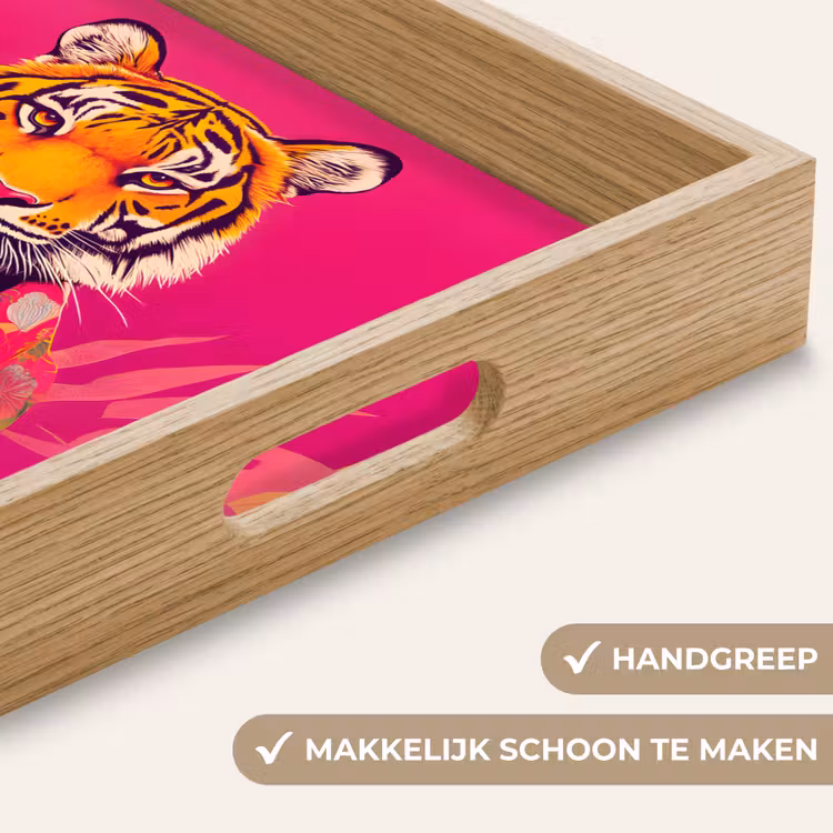 Tijger - Kimono - Planten - Roze Dienblad Rechthoek middel -USP_HandgreepNL