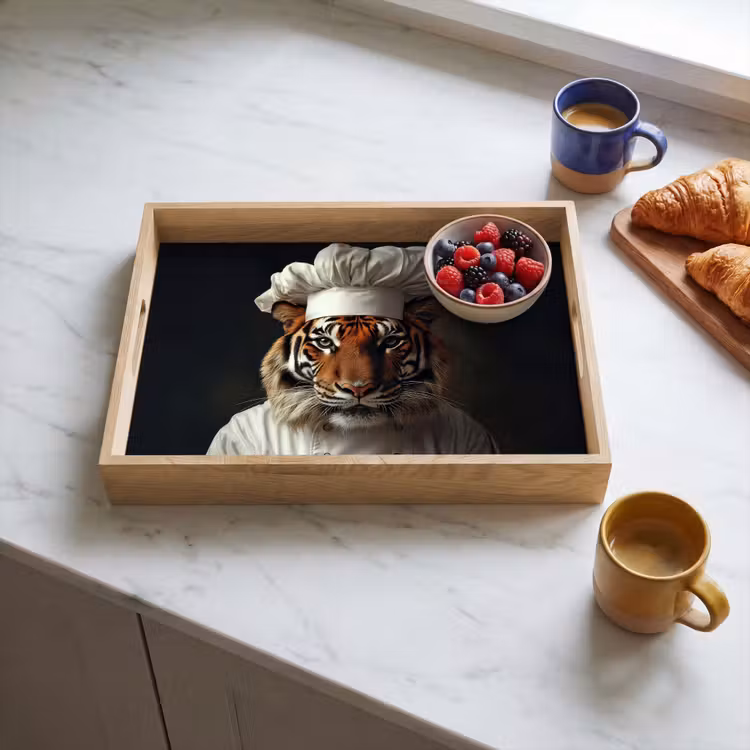 Tijger - Kokskleding - Bruin Dienblad Rechthoek middel -sfeer2