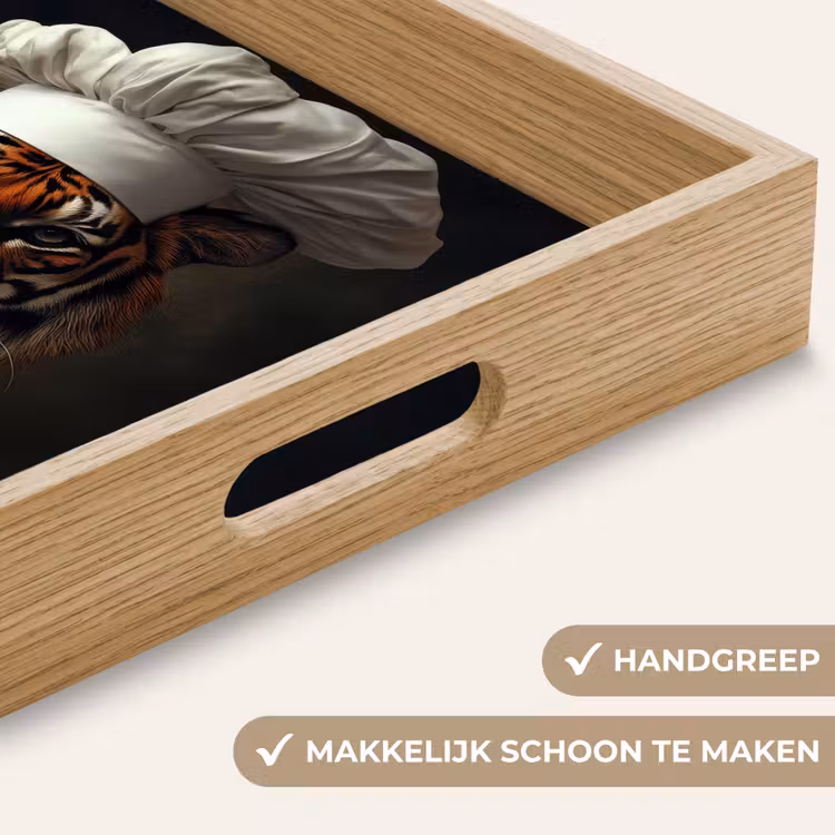 Tijger - Kokskleding - Bruin Dienblad Rechthoek middel -USP_HandgreepNL