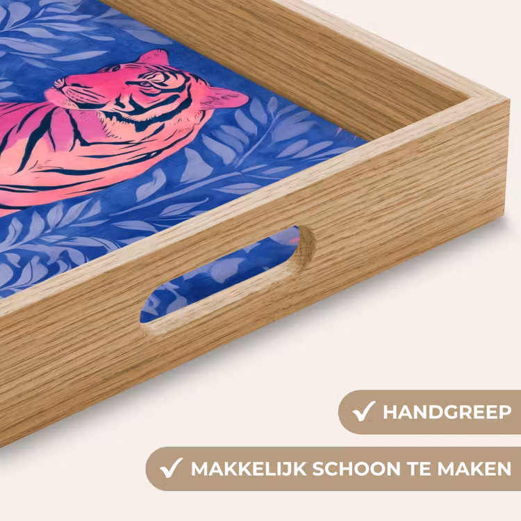 Tijger - Roze - Bladeren - Jungle Dienblad Rechthoek middel -USP_HandgreepNL