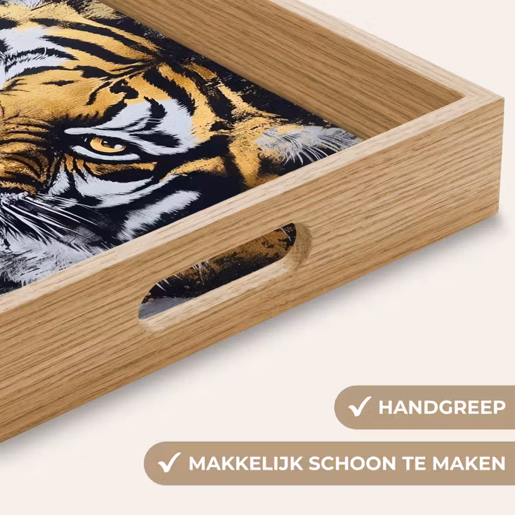Tijger - Verfspatten - Goud Dienblad Rechthoek middel -USP_HandgreepNL