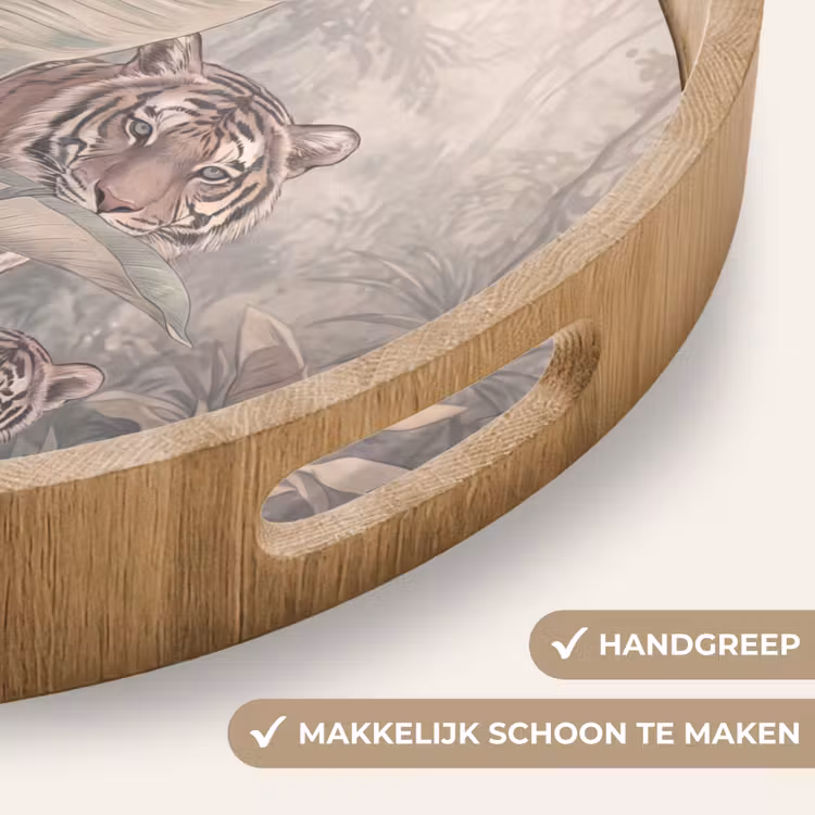 Tijger - Welp - Jungle - Illustratie - Dieren Dienblad Rond middel -USP_HandgreepNL