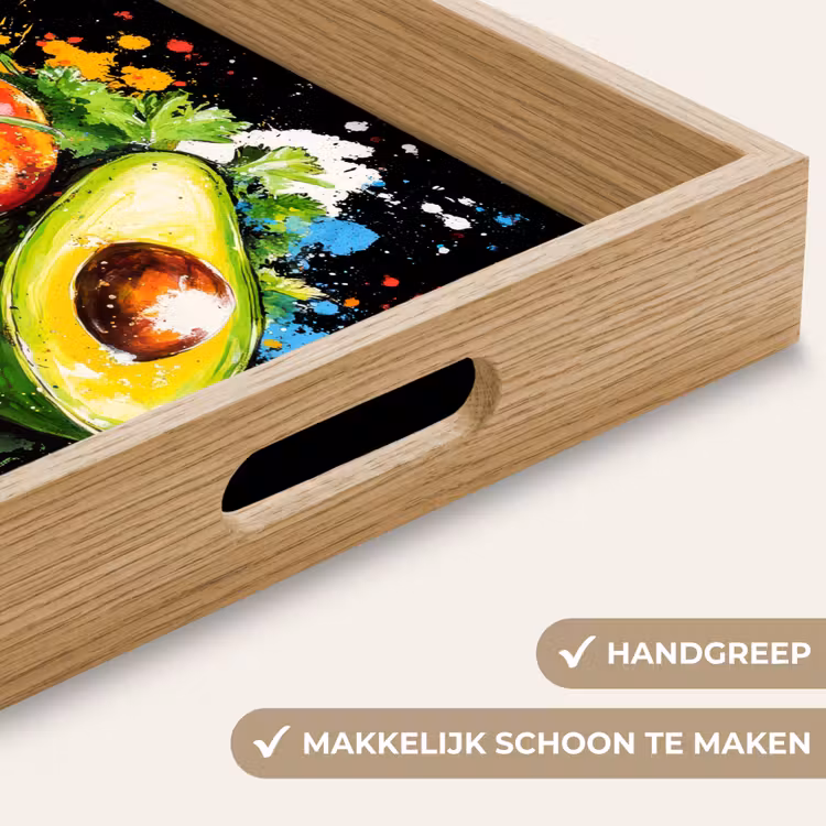 Tomaat - Avocado - Peper - Graffiti - Verf - Modern Dienblad Rechthoek middel -USP_HandgreepNL