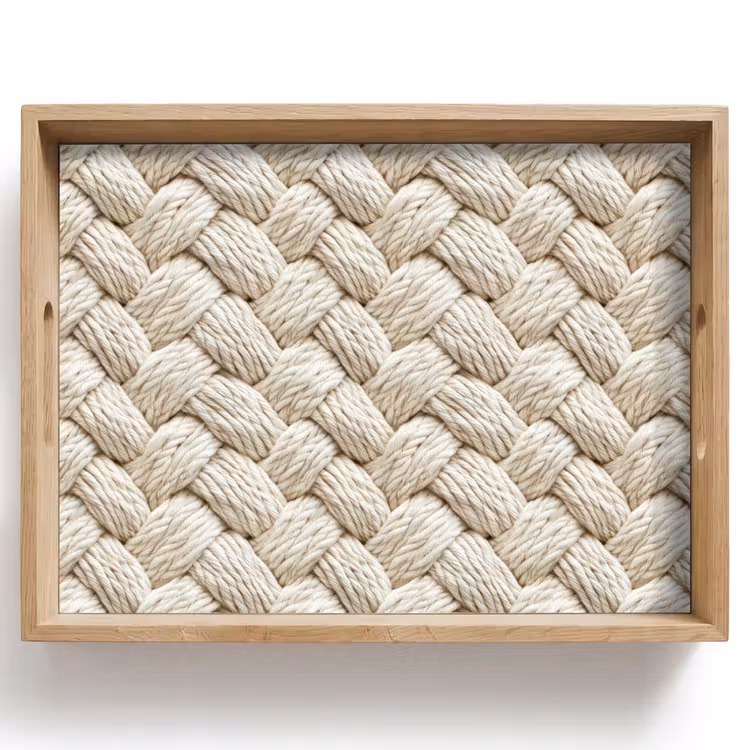 Touw - Gebreid - Beige Dienblad Rechthoek middel 911 -z3d_shopping