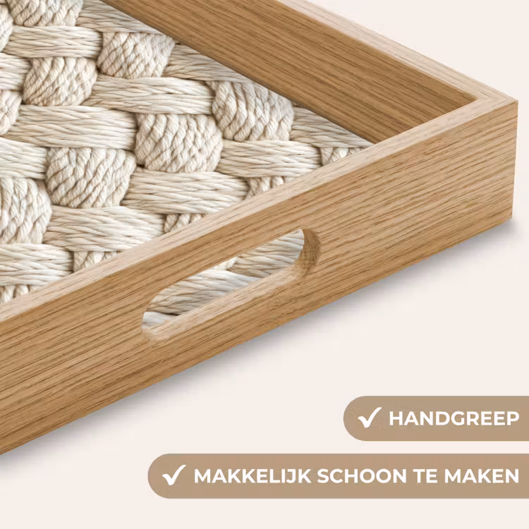 Touw - Gebreid - Beige Dienblad Rechthoek middel 911 -USP_HandgreepNL