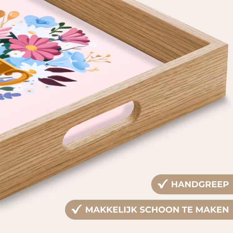 Trofee - Best Mom - Bloemen - Kleurrijk Dienblad Rechthoek middel -USP_HandgreepNL