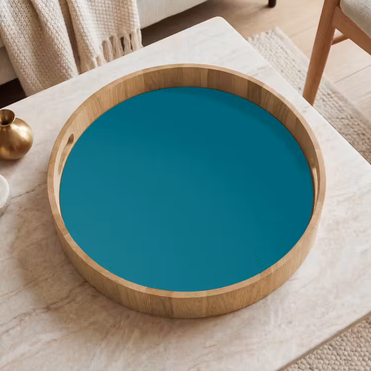 Tropical - Peacock - Blauw Dienblad Rond middel 914 -sfeer1