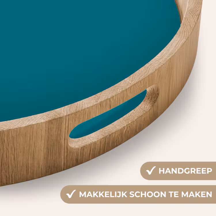 Tropical - Peacock - Blauw Dienblad Rond middel 914 -USP_HandgreepNL