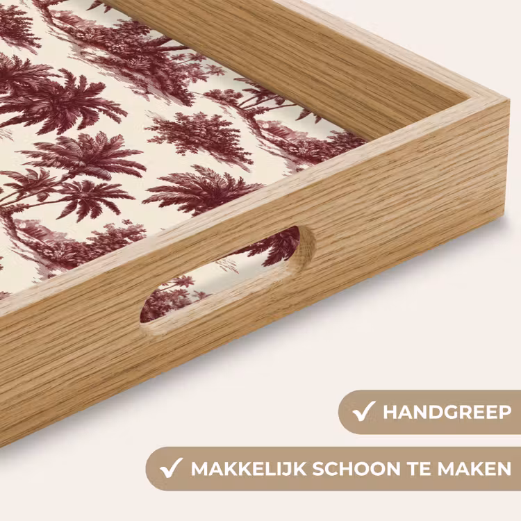 Tropisch - Geometrisch - Bordeauxrood Dienblad Rechthoek middel 911 -USP_HandgreepNL