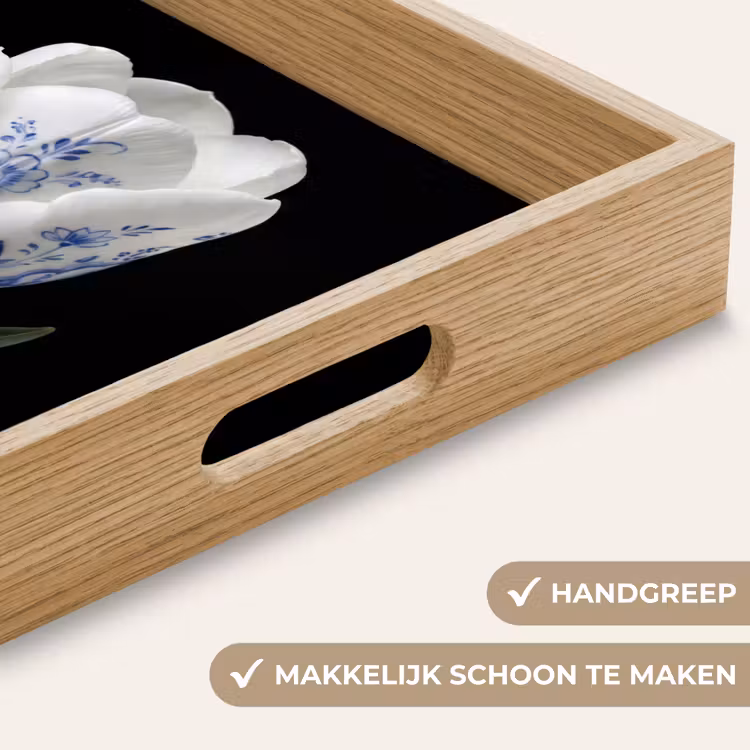Tulp - Patroon - Blauw Dienblad Rechthoek middel -USP_HandgreepNL