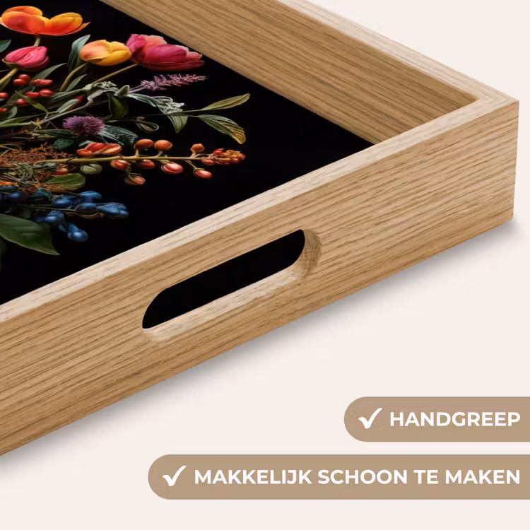 Tulpen - Bessen - Boeket - Vaas Dienblad Rechthoek middel -USP_HandgreepNL
