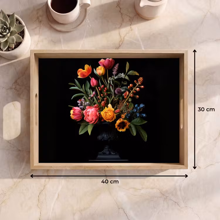 Tulpen - Bessen - Boeket - Vaas Dienblad Rechthoek middel -USP_Formaat