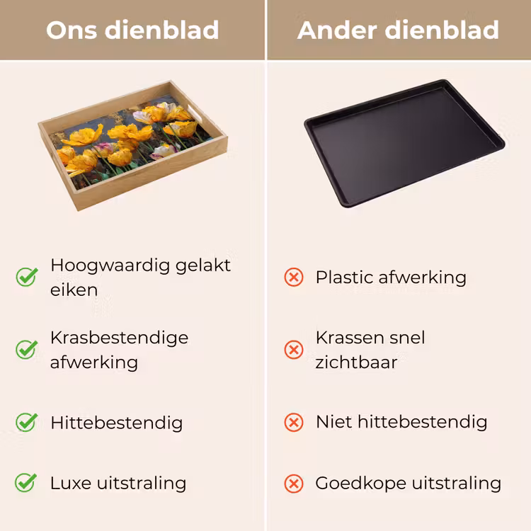 Tulpen - Geel - Penseelstreken - Abstract Dienblad Rechthoek middel -USP_VergelijkingNL