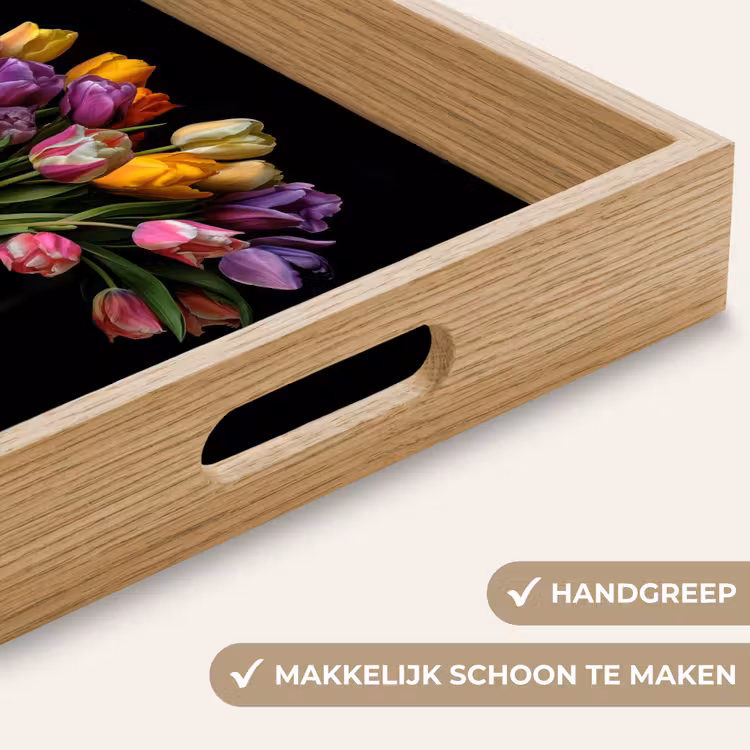 Tulpen - Kleuren - Hout - Vaas Dienblad Rechthoek middel -USP_HandgreepNL