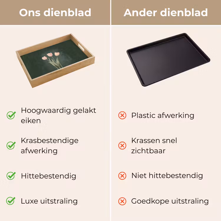 Tulpen - Liefde - Donkergroen Dienblad Rechthoek middel -USP_VergelijkingNL
