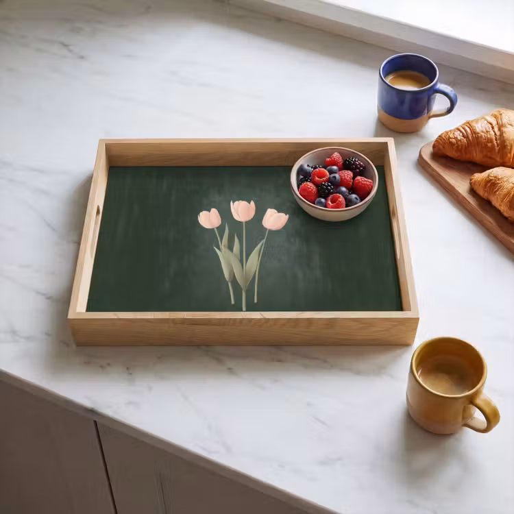 Tulpen - Liefde - Donkergroen Dienblad Rechthoek middel -sfeer2
