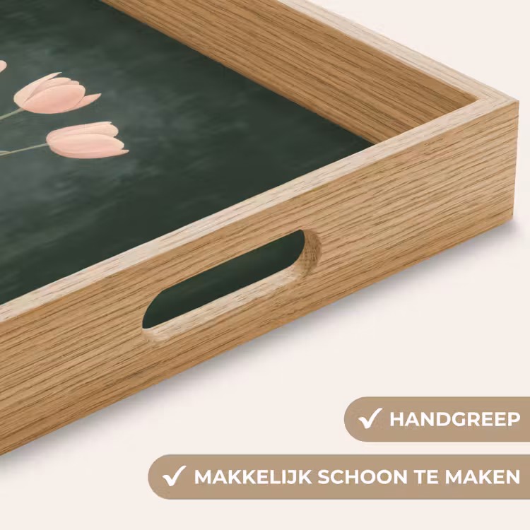 Tulpen - Liefde - Donkergroen Dienblad Rechthoek middel -USP_HandgreepNL