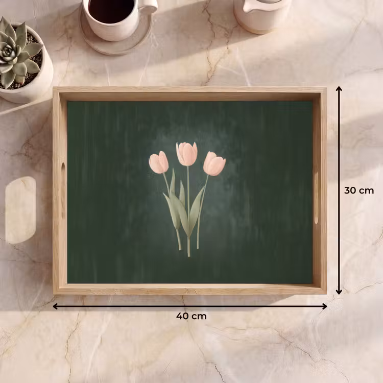 Tulpen - Liefde - Donkergroen Dienblad Rechthoek middel -USP_Formaat