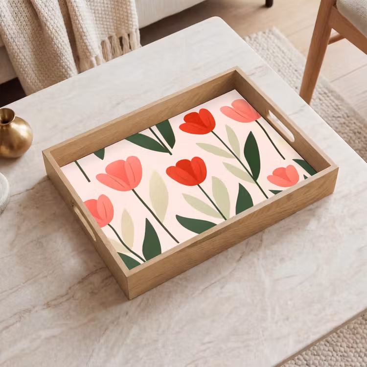 Tulpen - Modern - Roze Dienblad Rechthoek middel -sfeer1