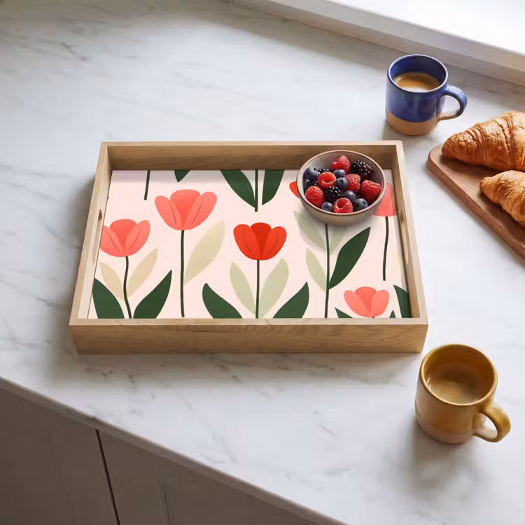 Tulpen - Modern - Roze Dienblad Rechthoek middel -sfeer2