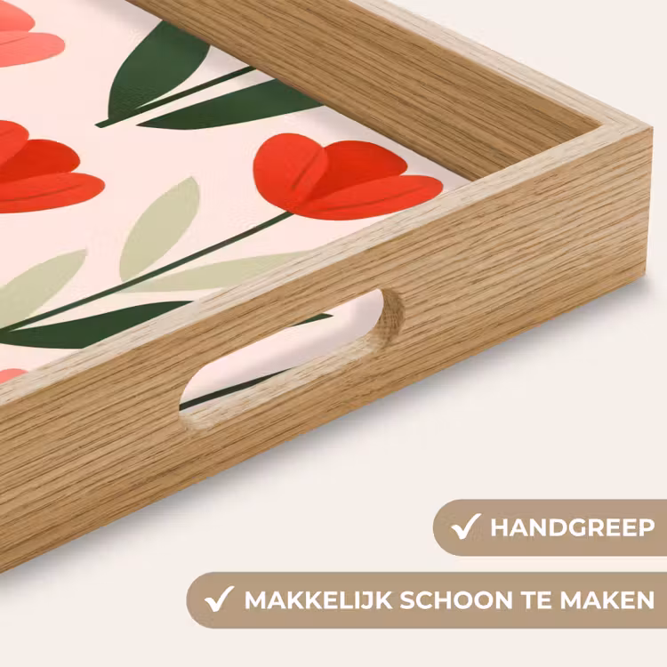 Tulpen - Modern - Roze Dienblad Rechthoek middel -USP_HandgreepNL