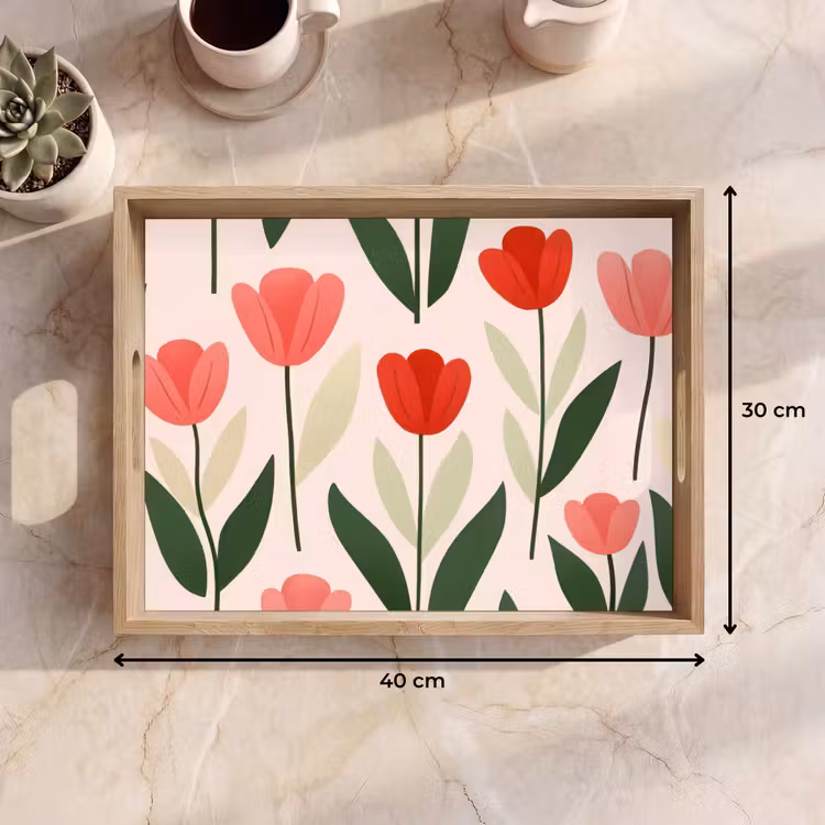 Tulpen - Modern - Roze Dienblad Rechthoek middel -USP_Formaat