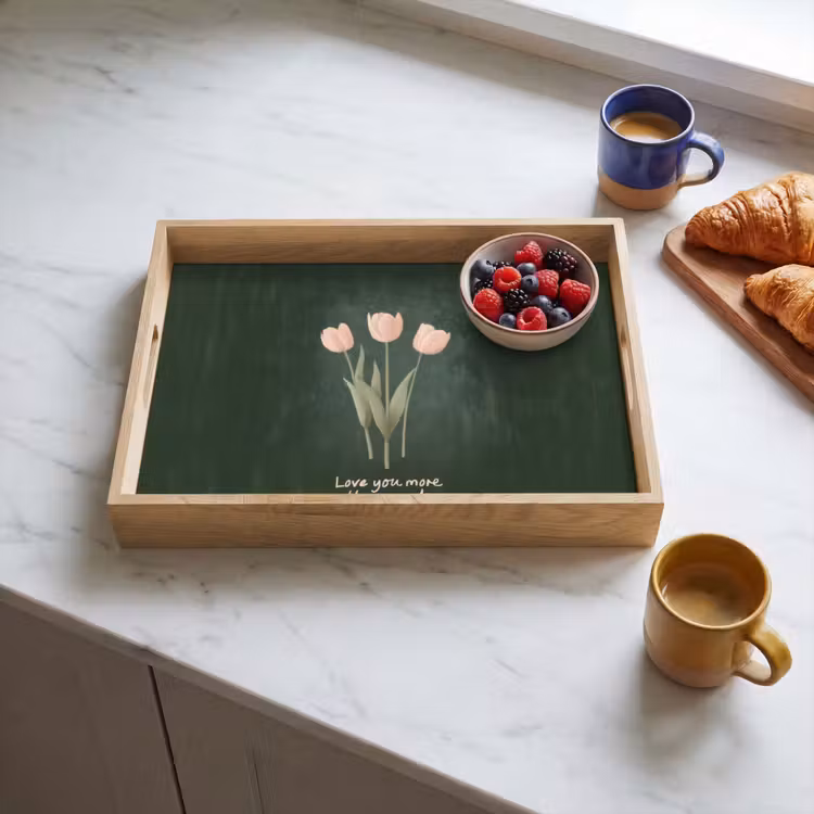 Tulpen - Roze - Tekst - Love Dienblad Rechthoek middel -sfeer2