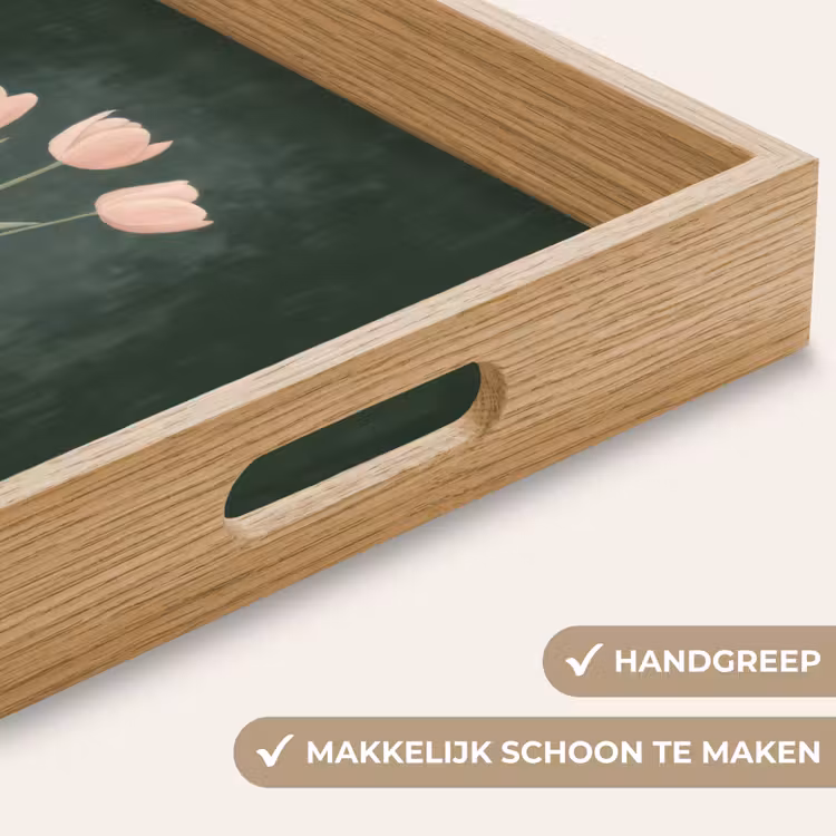 Tulpen - Roze - Tekst - Love Dienblad Rechthoek middel -USP_HandgreepNL