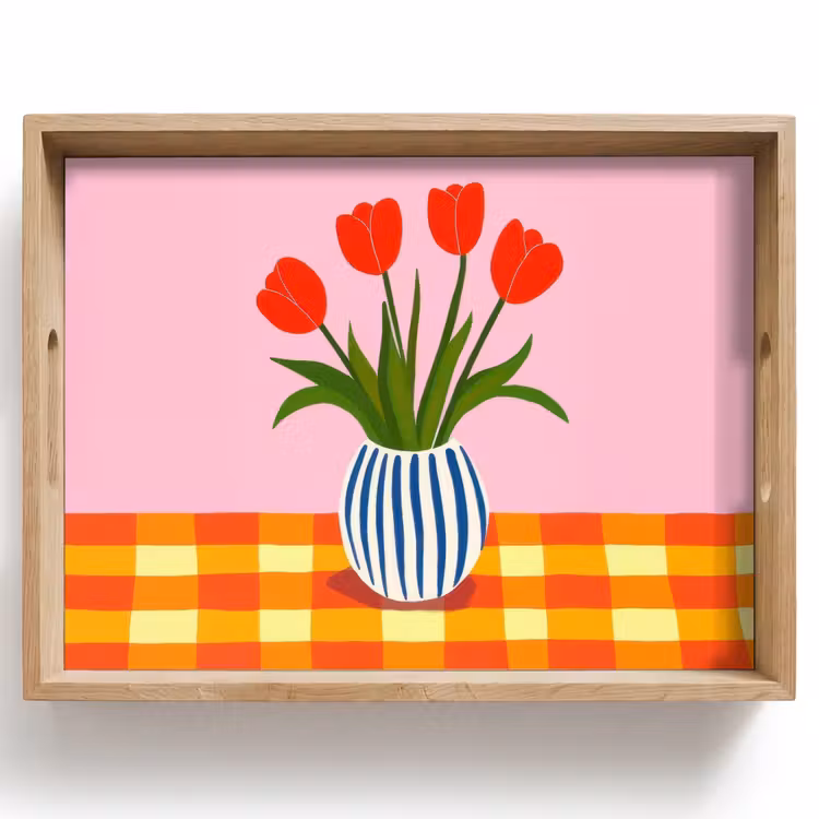 Tulpen - Roze - Vaas Dienblad Rechthoek middel -z3d_shopping