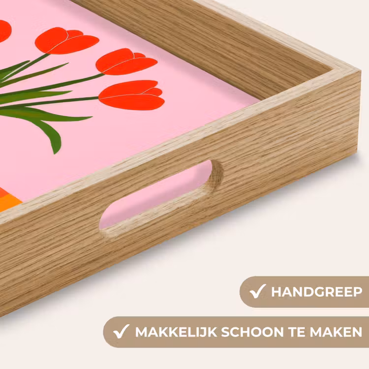 Tulpen - Roze - Vaas Dienblad Rechthoek middel -USP_HandgreepNL