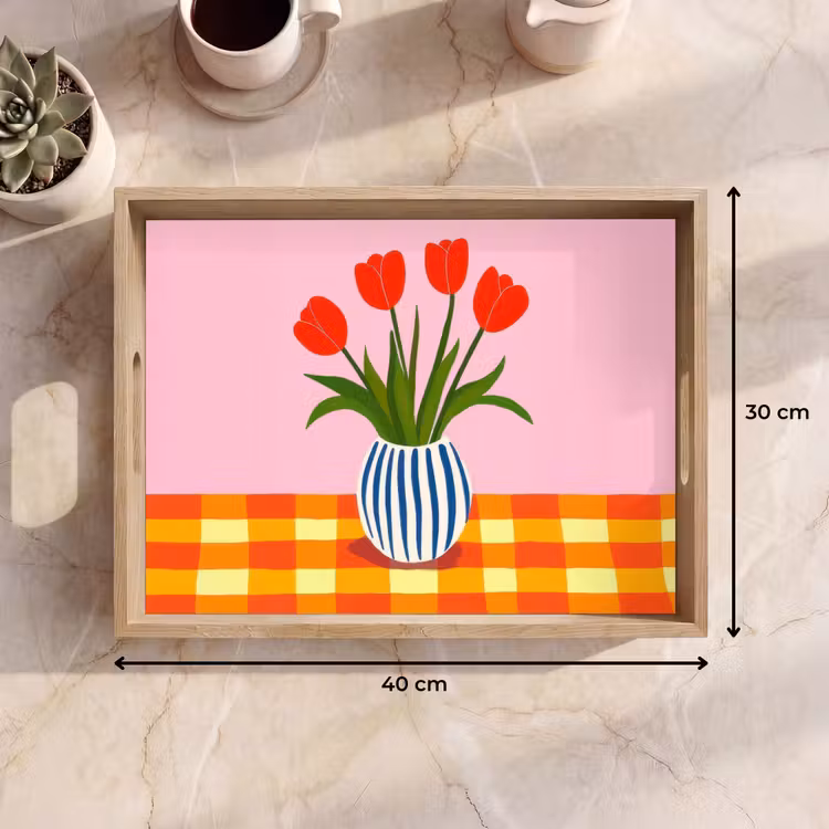 Tulpen - Roze - Vaas Dienblad Rechthoek middel -USP_Formaat