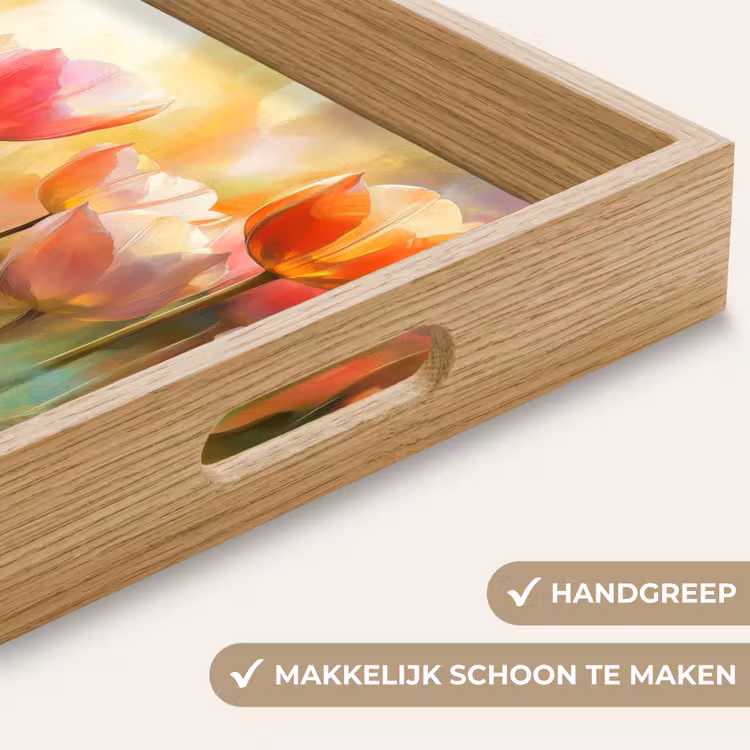 Tulpen - Sprookjesachtig - Kleurrijk Dienblad Rechthoek middel -USP_HandgreepNL