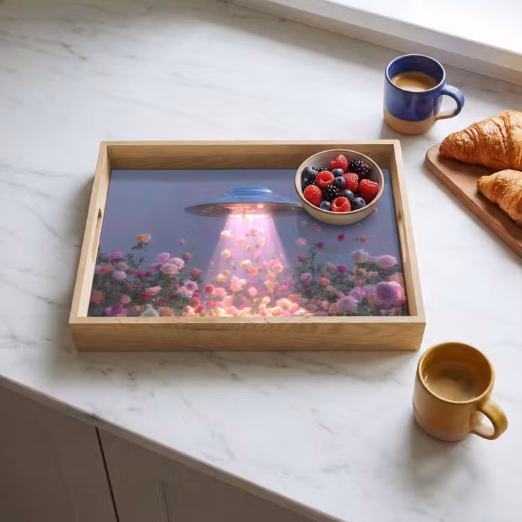 Ufo - Rozen - Pastelkleuren Dienblad Rechthoek middel -sfeer2