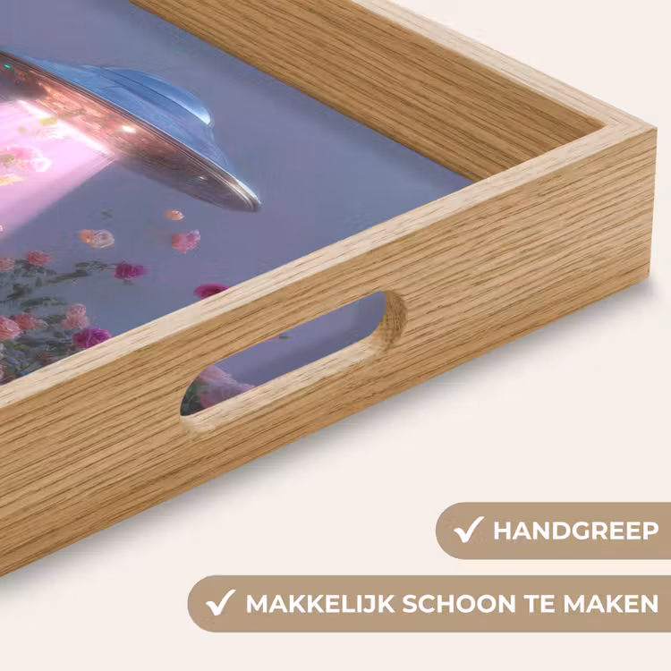 Ufo - Rozen - Pastelkleuren Dienblad Rechthoek middel -USP_HandgreepNL